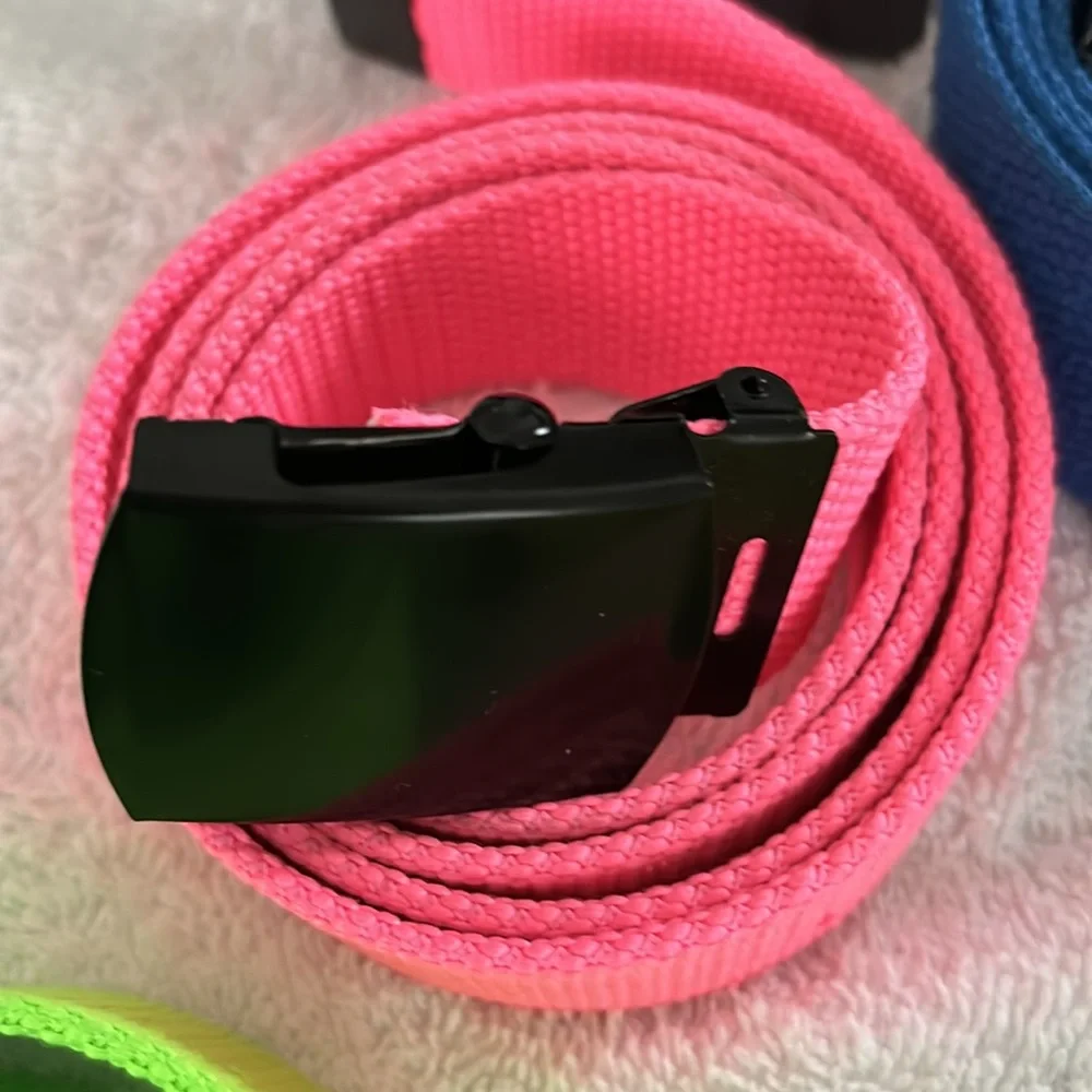 Canvas Web Belts Fully Adjustable Cut to Fit Golf Belt Flip Top Black Buckle - Picture 6 of 9